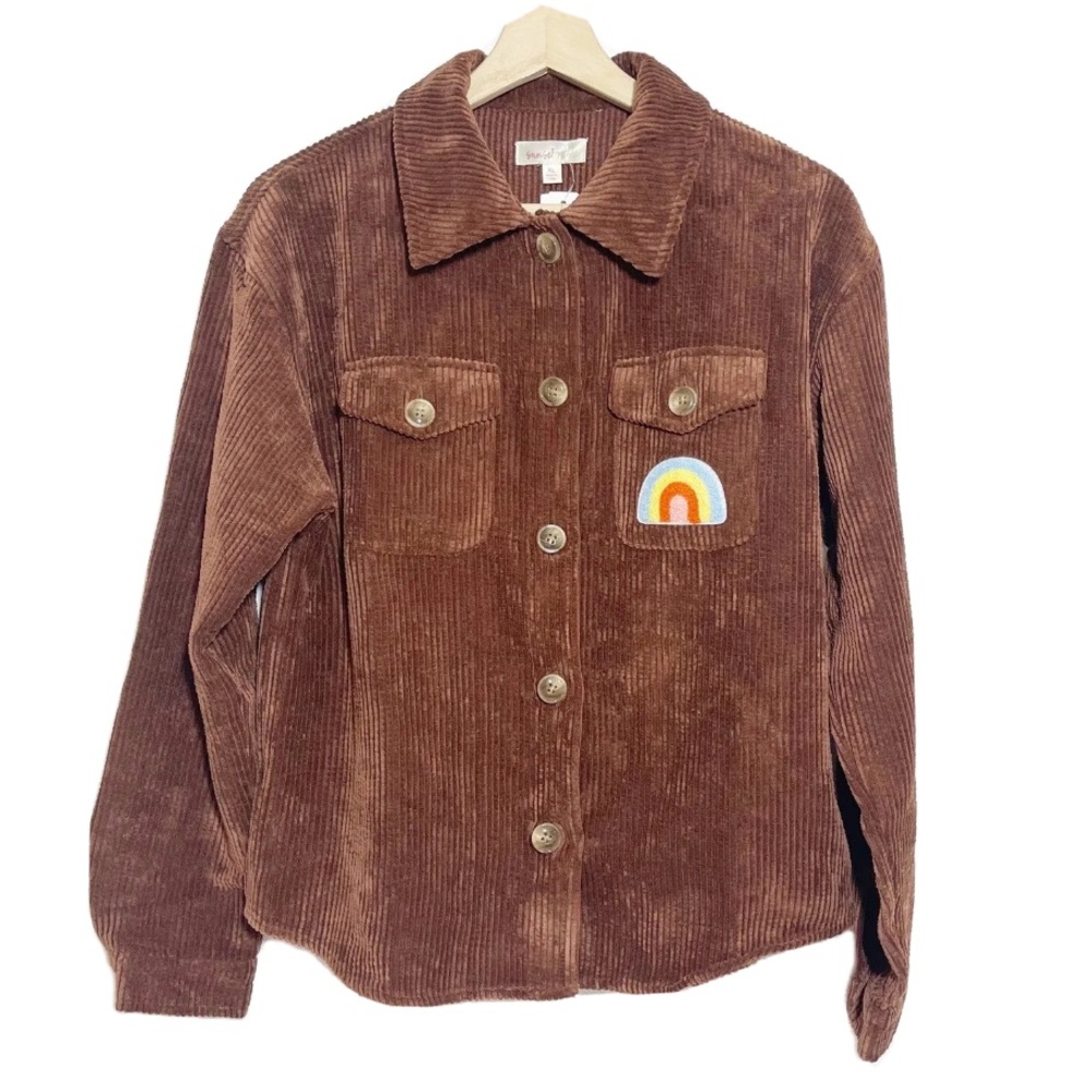 NWT Stitch Fix Sunset West Andrea Corduroy Shirt Button Front Brown Girl Sz XL